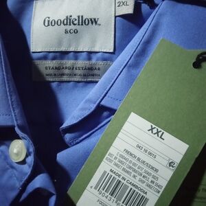 NWT.Goodfellow & Co Men's French Blue Casual Shirt - XXL